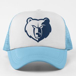 NEW Memphis Grizzlies Bear Head Face Logo Foam Trucker Mesh Snapback Hat 2TONE